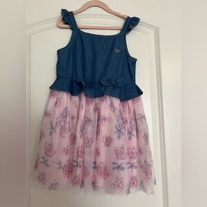 Calvin Klein Jeans Blue and Pink Ruffled Sundress